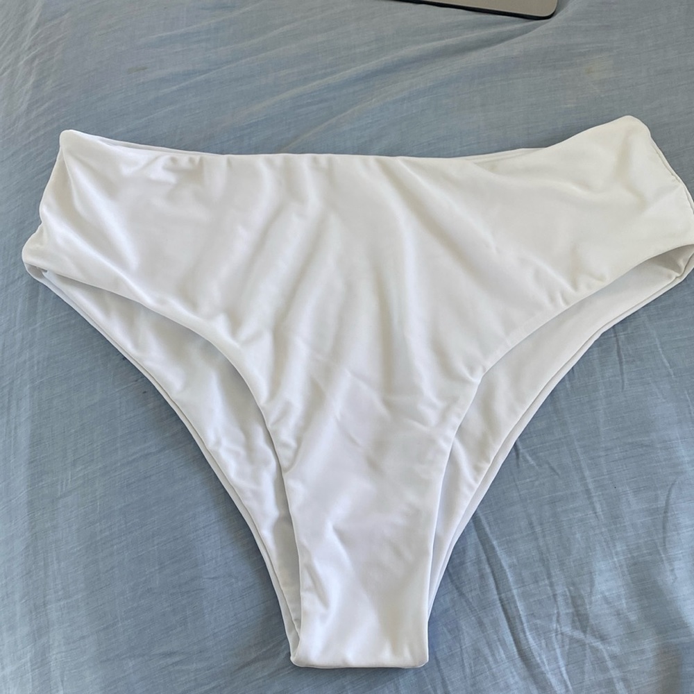 NWOT Zaful High Waist Bikini Bottoms White XXL